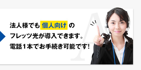 法人様でも個人向けのフレッツ光が導入できます。